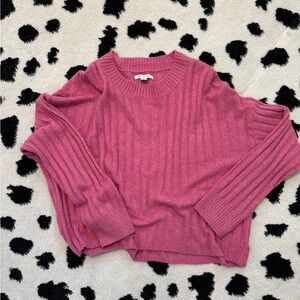 American Eagle Supersoft cropped crewneck sweater hot pink size M